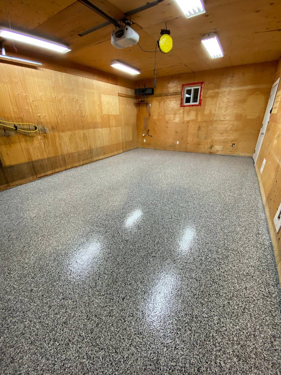 Epoxy flake garage floor coating by Butterfly Floorings